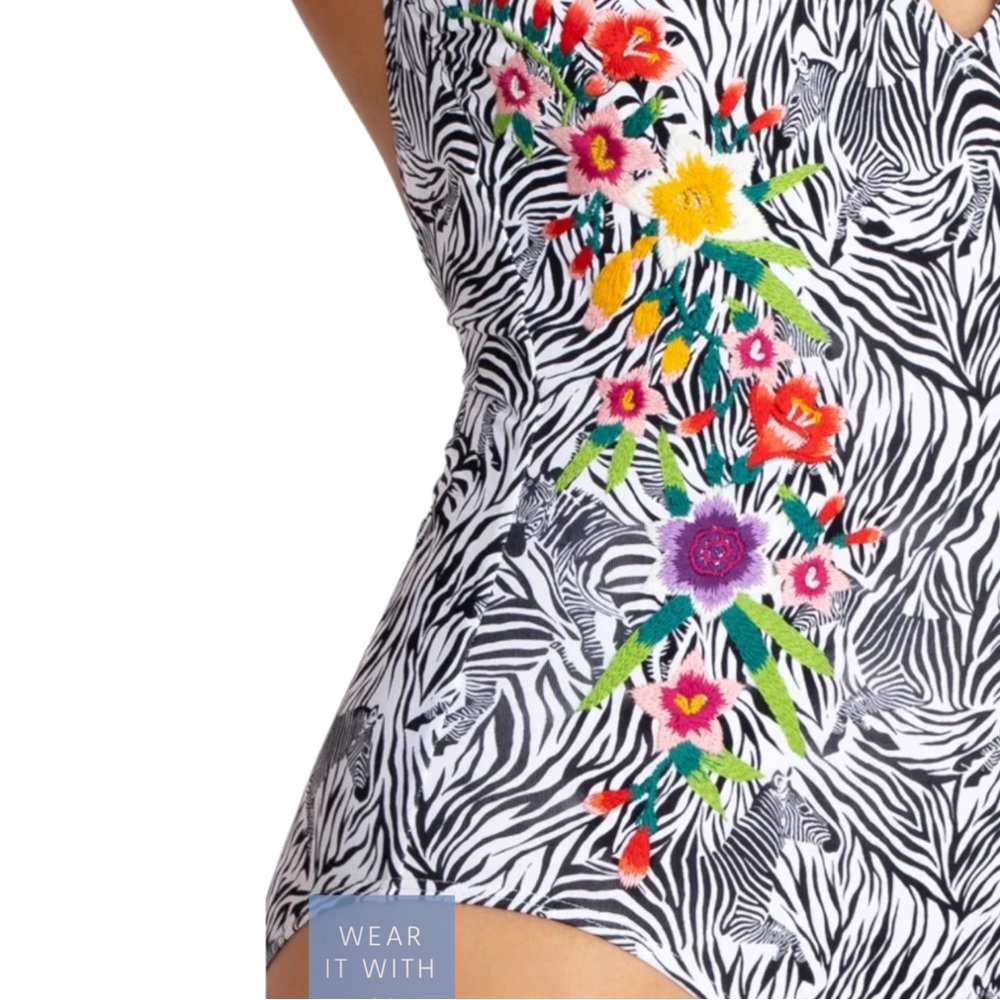 NWT Johnny Was Spring Halter One Piece Swim Suit, M - Picture 9 of 15